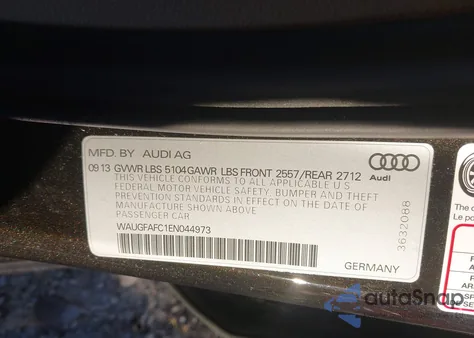 2014 Audi A6 2.0T Premium from USA, damaged, VIN WAUGFAFC1EN044973